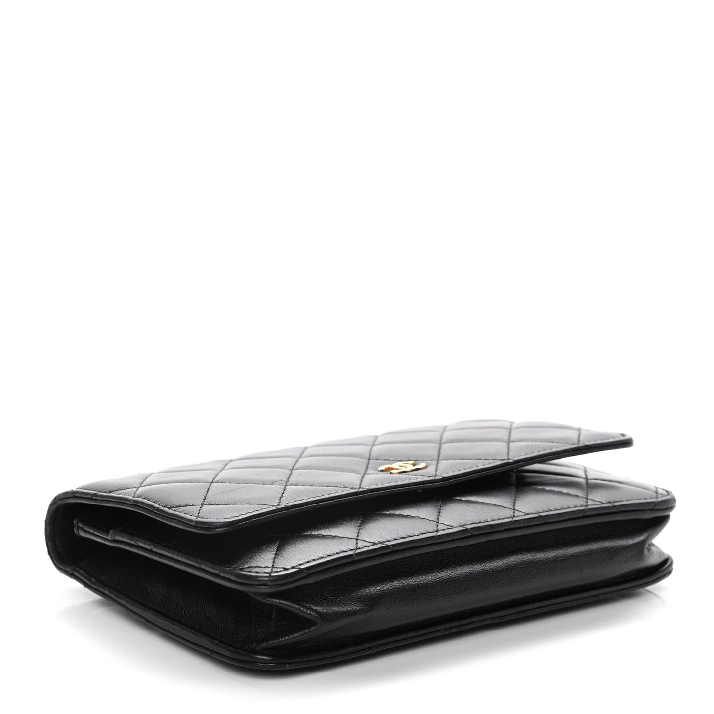 Lambskin Quilted Wallet On Chain WOC Black
