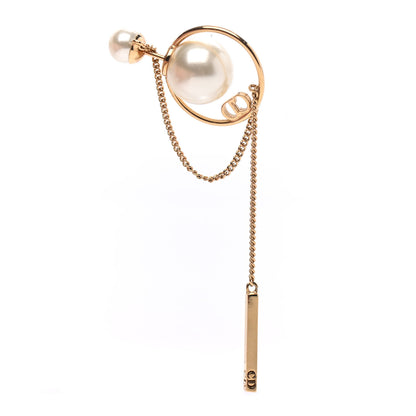 Christian Dior Pearl Tribales Dangle Chain Earrings Gold 3 of 4