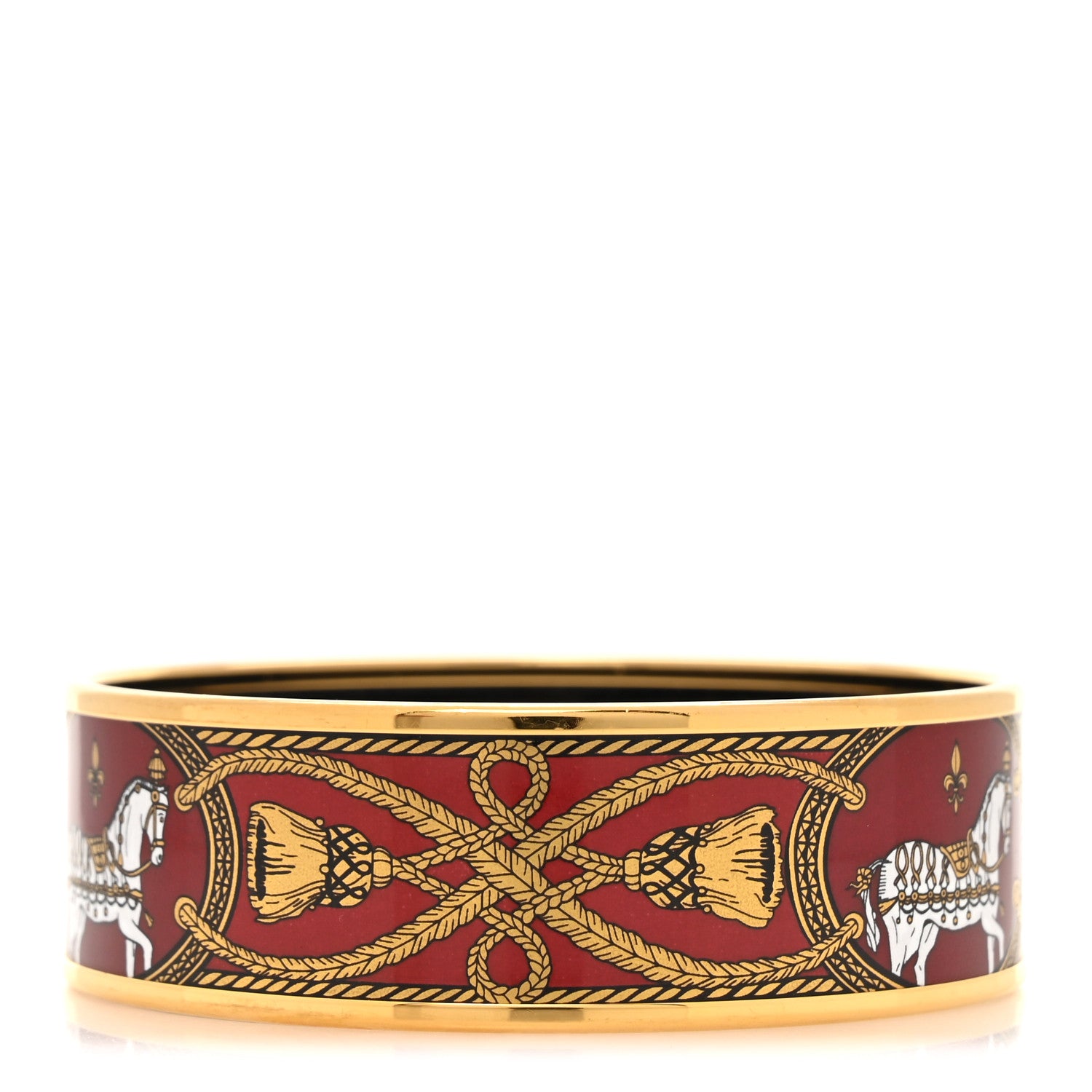 Hermes Enamel Printed Wide Grand Apparat Bracelet 70 Rouge 3 of 6