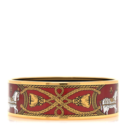 Hermes Enamel Printed Wide Grand Apparat Bracelet 70 Rouge 3 of 6