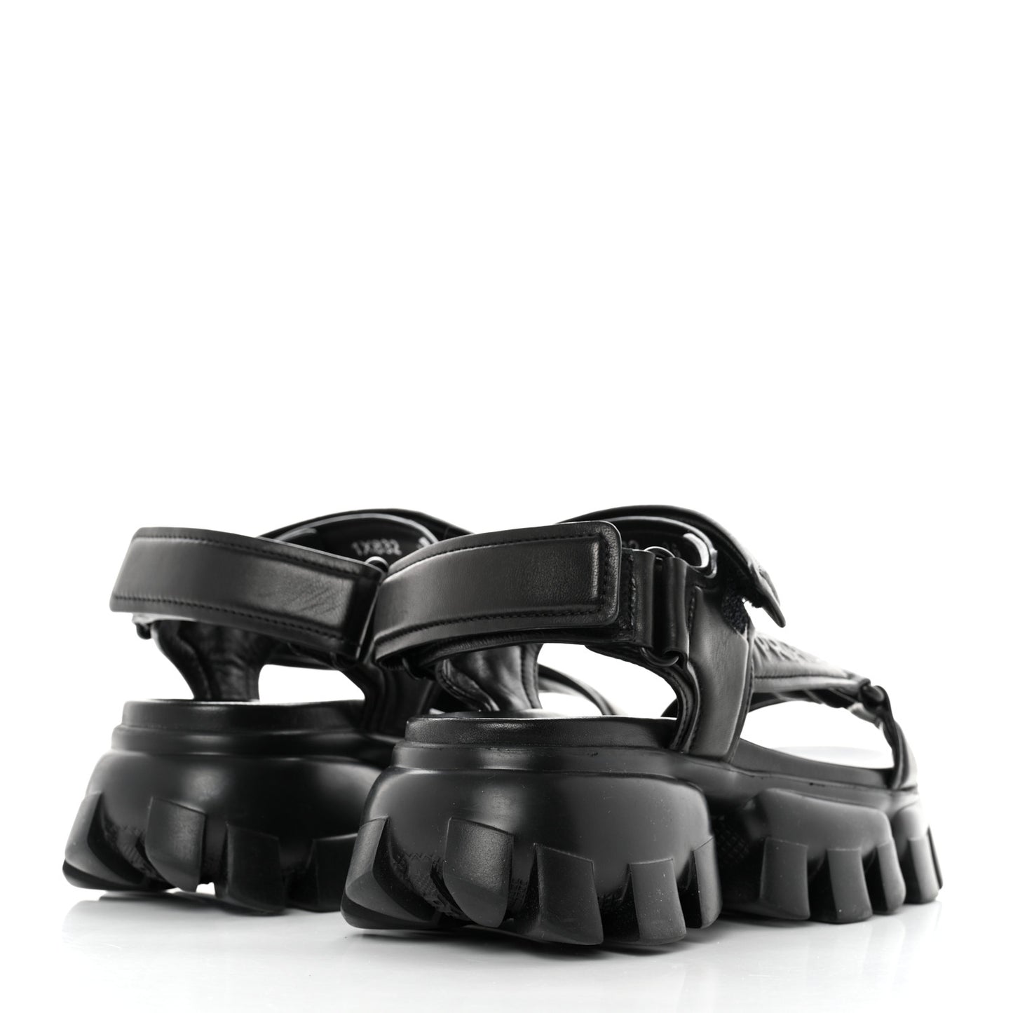 Nappa Logo Embossed Thunder Sole 50mm Sport Sandals 36 Black