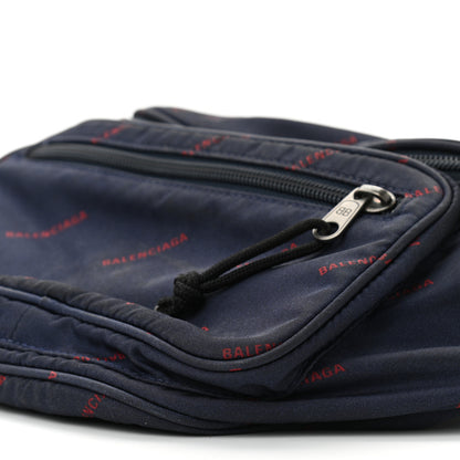 Balenciaga Twill Nylon Allover Logo Explorer Beltpack Bleu Canopee Rouge 10 of 10