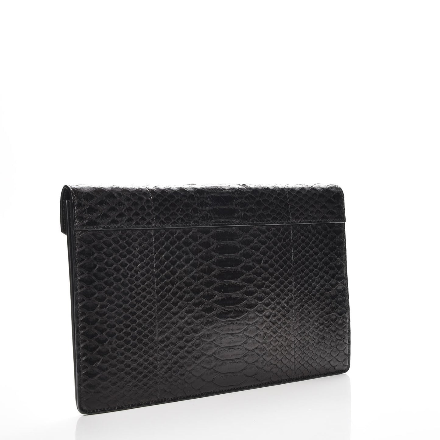 Python Suede Calfskin Diamond Clutch Black