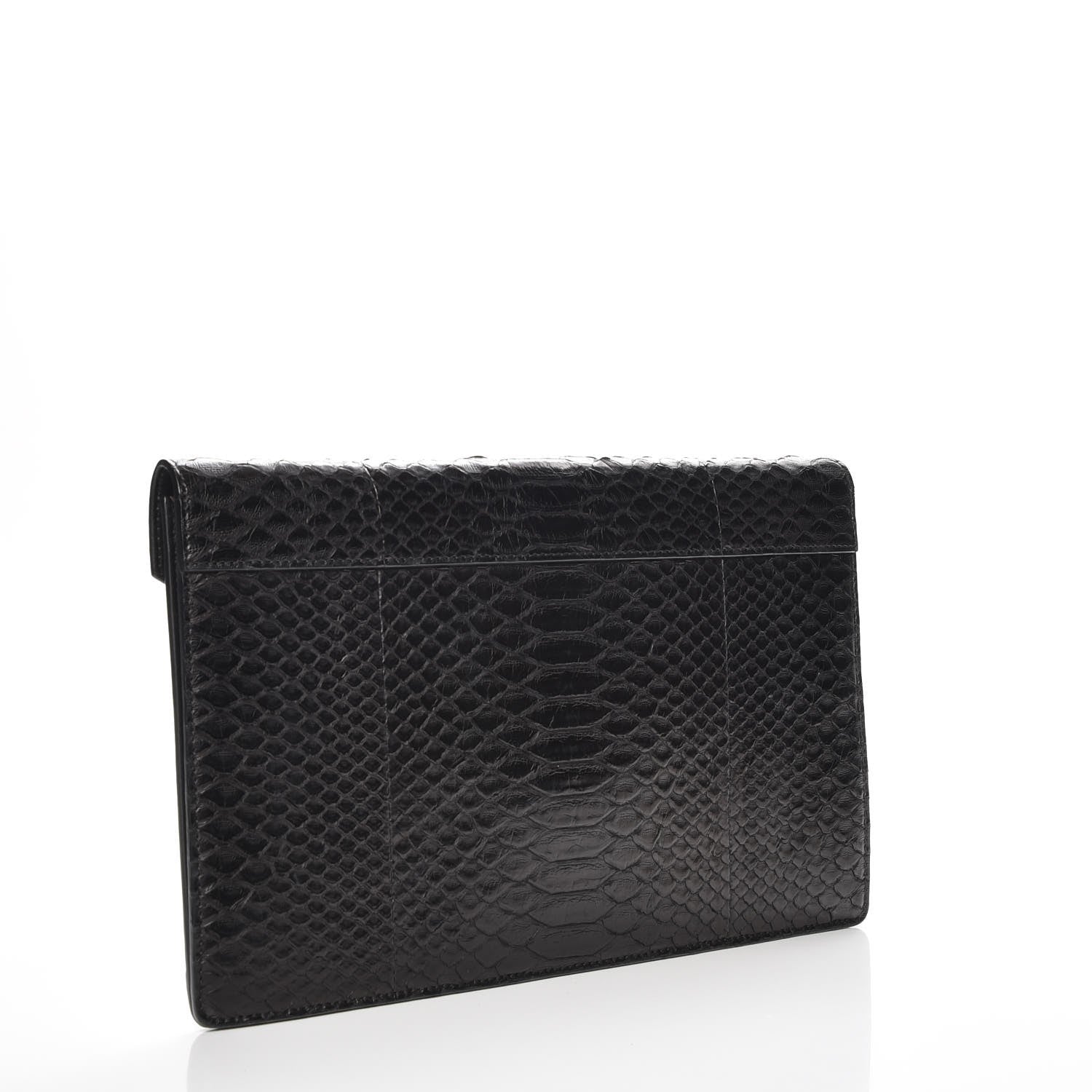Celine Python Suede Calfskin Diamond Clutch Black 3 of 7