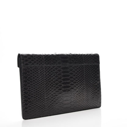 Celine Python Suede Calfskin Diamond Clutch Black 3 of 7