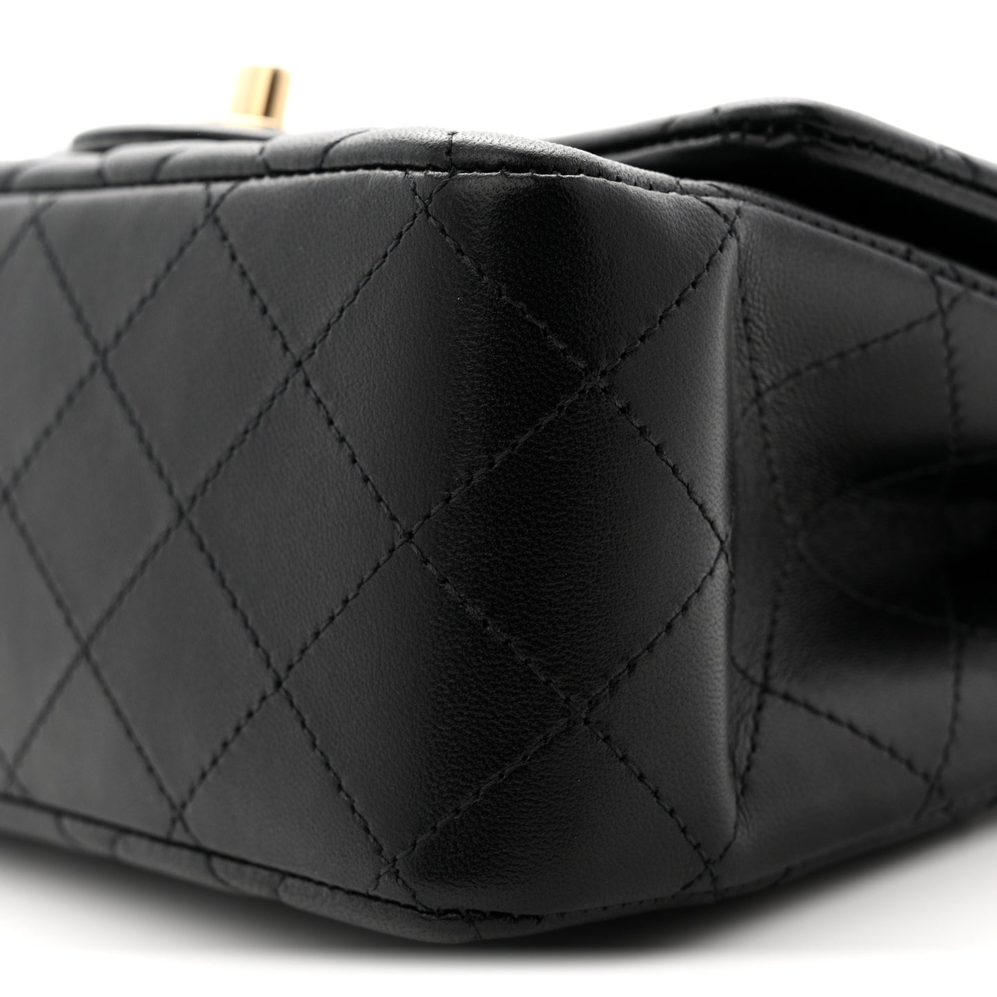 Lambskin Quilted Mini Square Flap Black