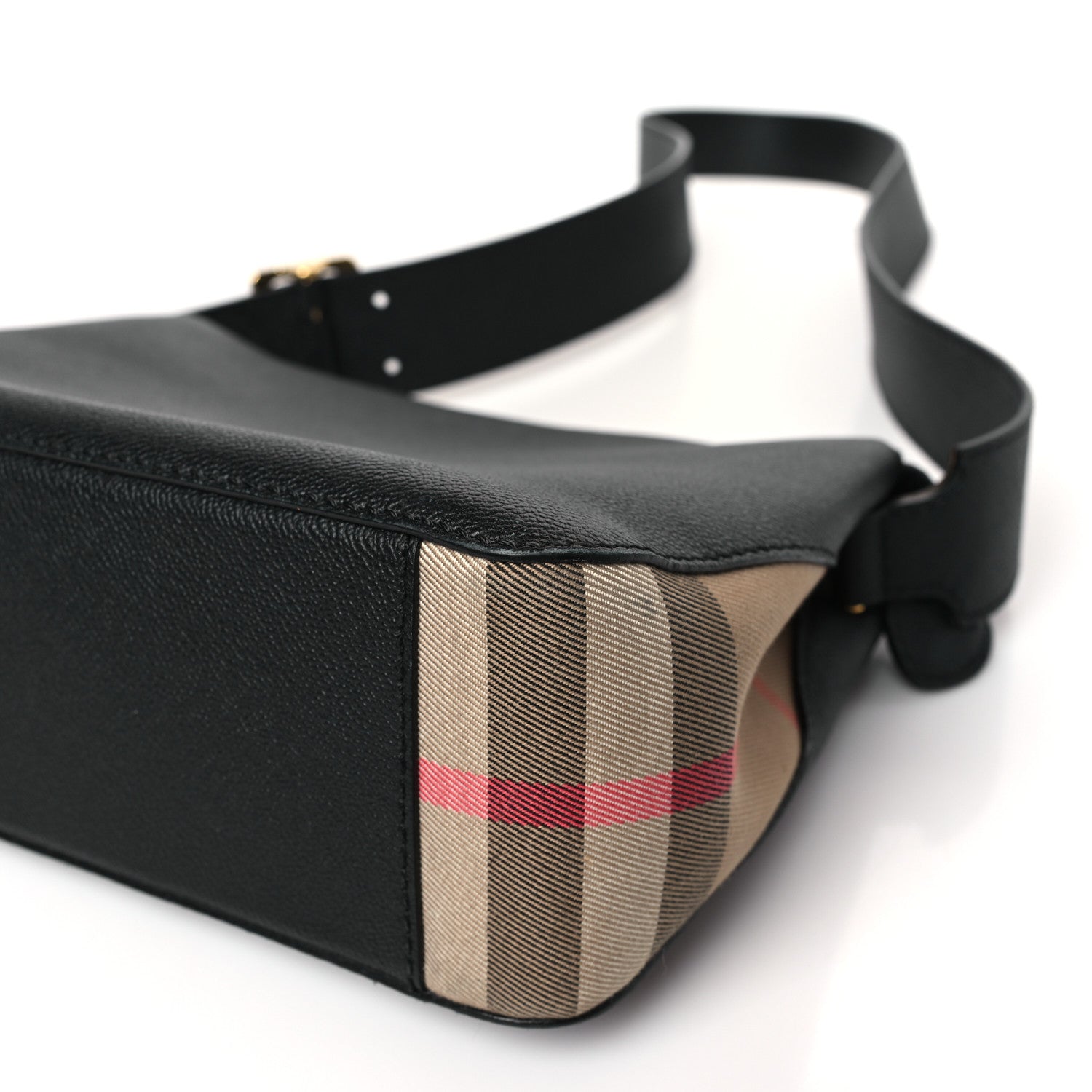 Burberry Soft Grain Calfskin House Check Small Helmsley Crossbody Black 8 of 9