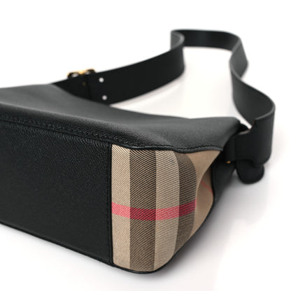 Burberry Soft Grain Calfskin House Check Small Helmsley Crossbody Black 8 of 9