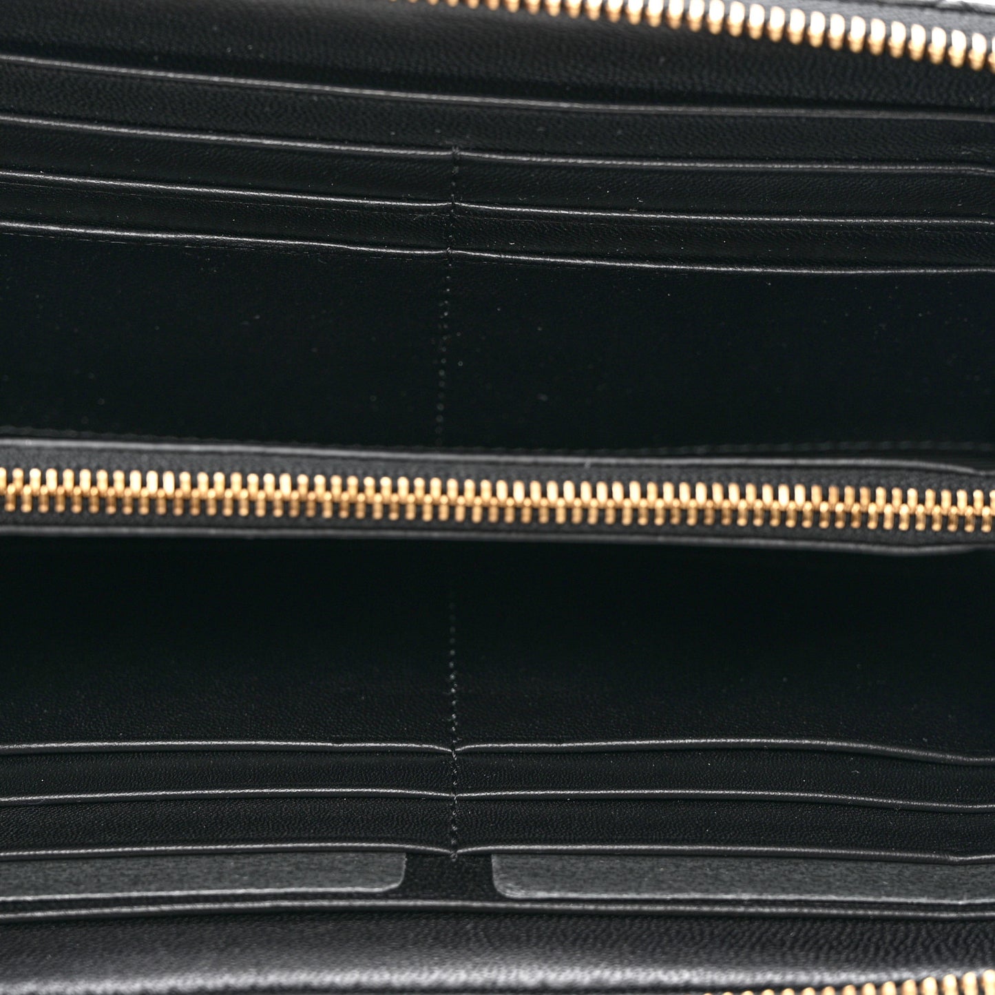 Nappa Quilted Icon Zip Around Wallet Black
