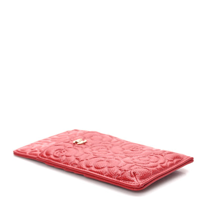 Chanel Caviar Camellia Embossed Classic Flat Wallet Pouch Red 4 of 7