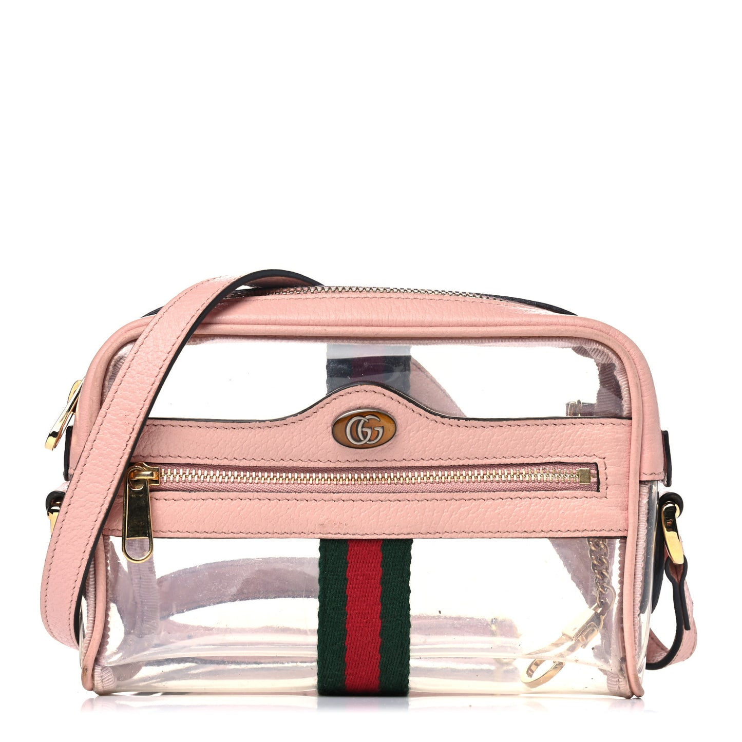 Vinyl Web Mini Ophidia Transparent Shoulder Bag Perfect Pink