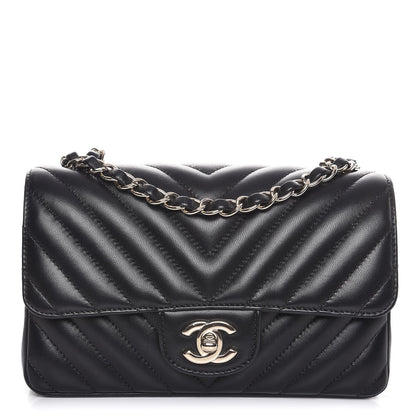 Chanel Lambskin Chevron Quilted Mini Rectangular Flap Black 1 of 10
