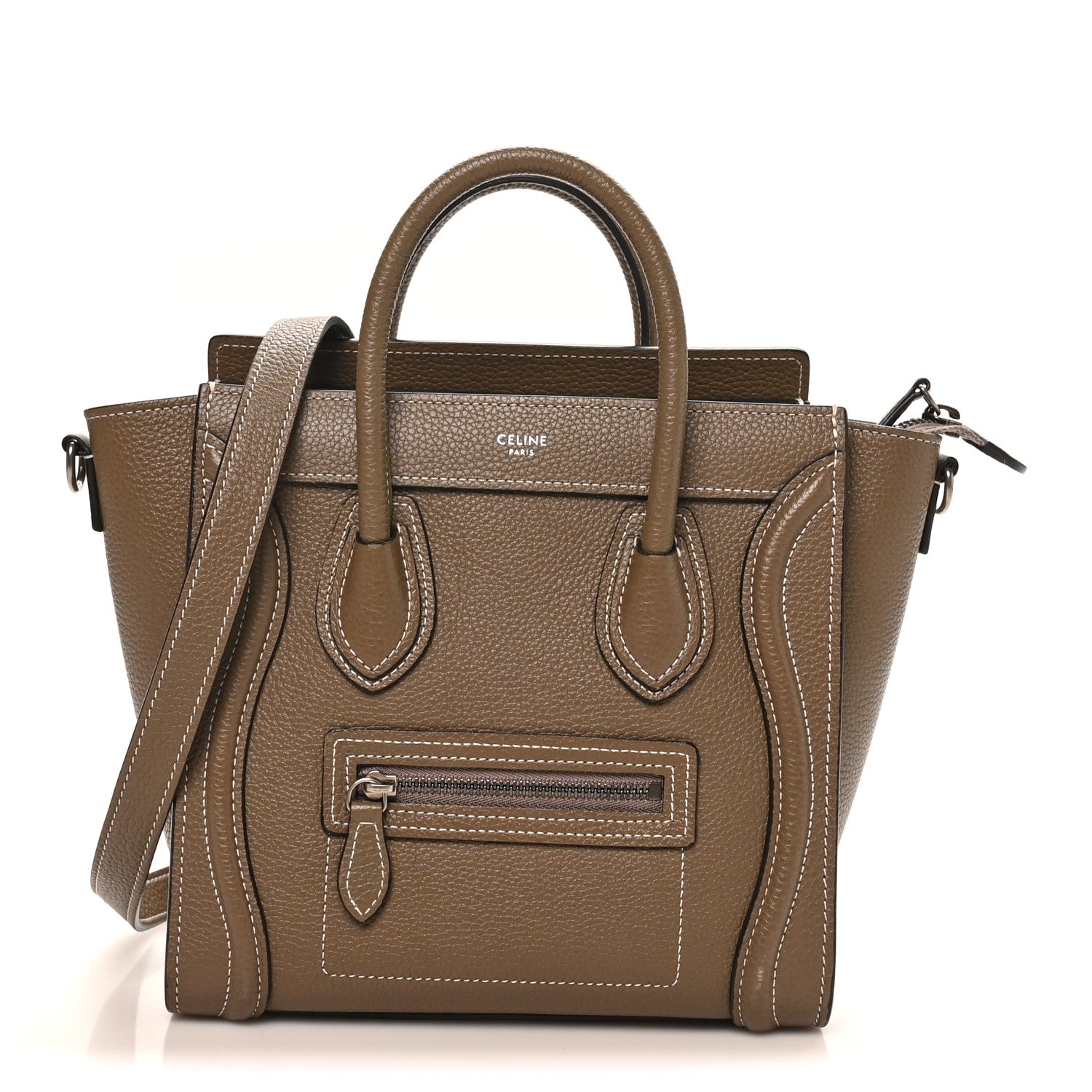 Celine Drummed Calfskin Nano Luggage Souris 1 of 9