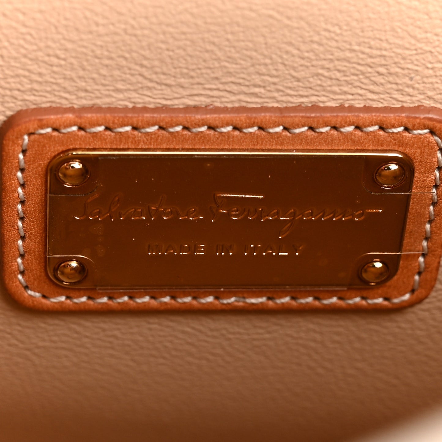Grained Calfskin Small Sofia Satchel White Brown