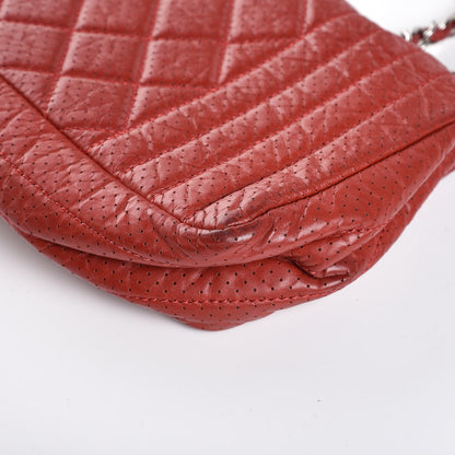 Chanel Aged Calfskin Perforated East West Flap Red 10 of 13