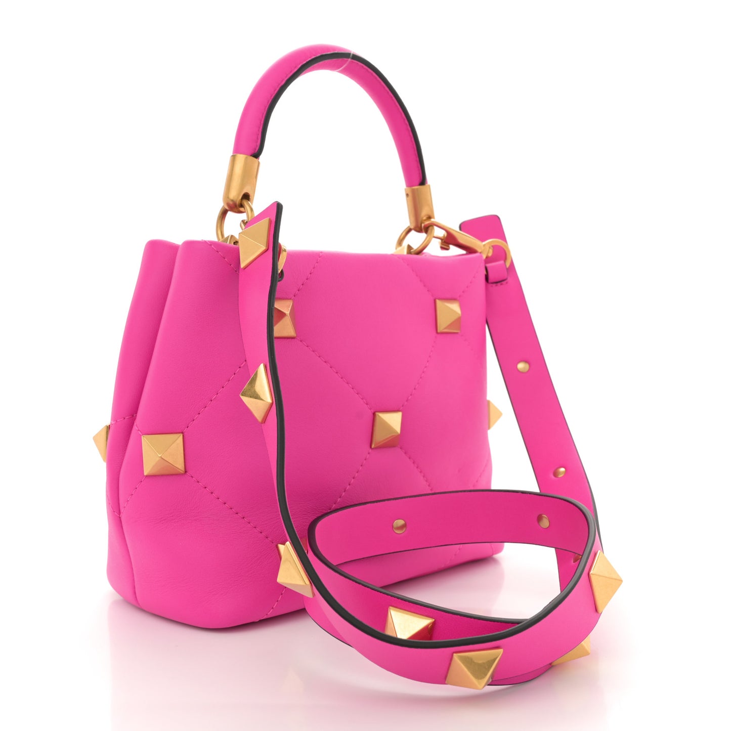 Nappa Small Roman Stud The Handle Bag Pink PP