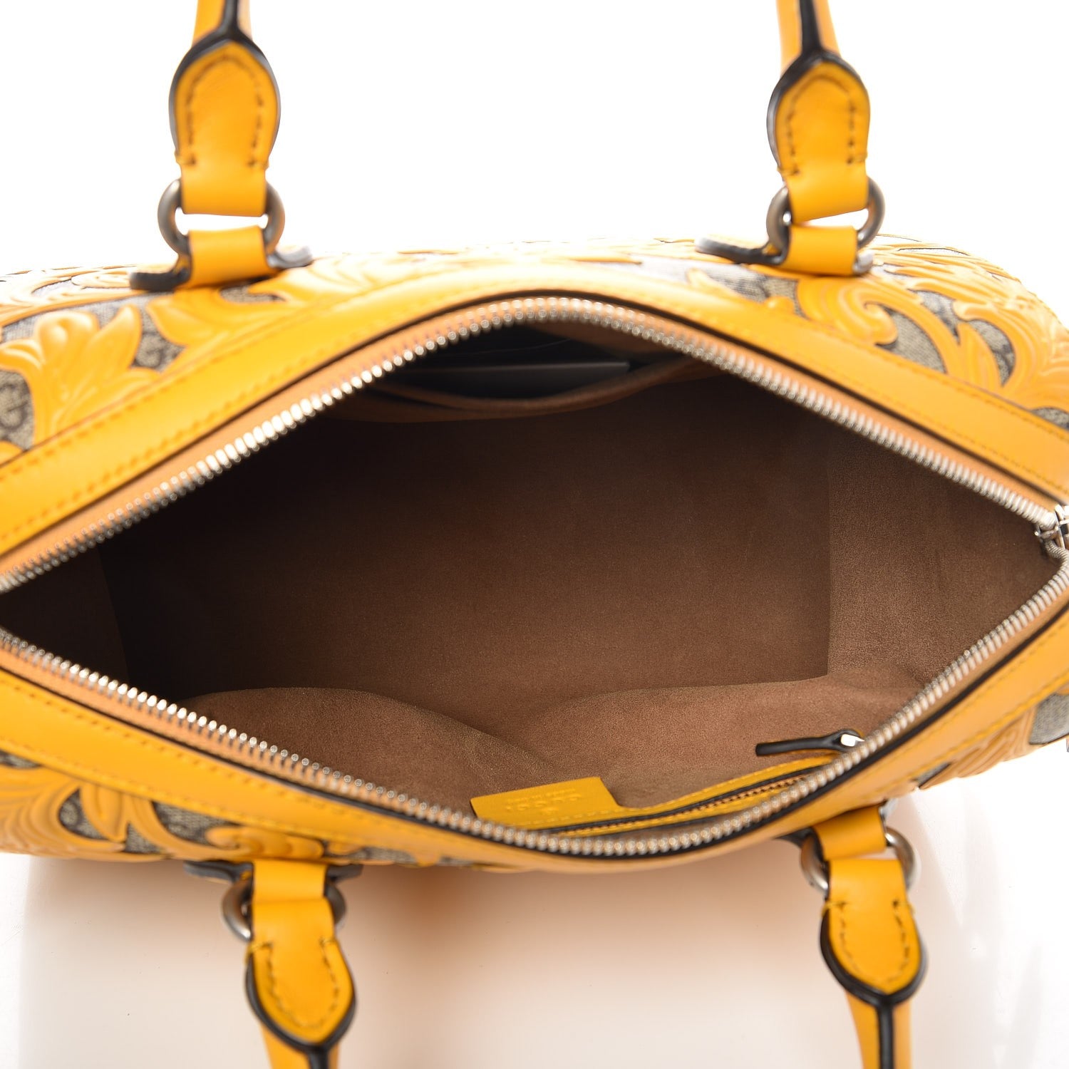Gucci GG Supreme Monogram Arabesque Small Boston Beige Yellow 5 of 9