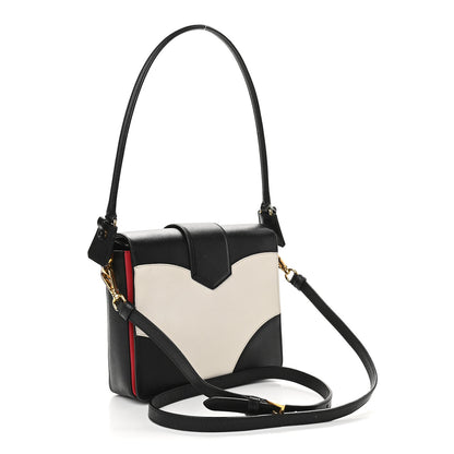 Prada Saffiano Bi-Color Top Handle Bag White Black 3 of 12