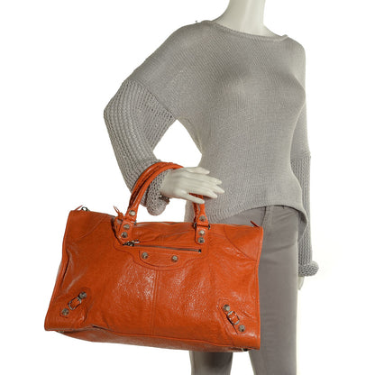 Balenciaga Agneau Giant 12 Silver Hardware Work Tangerine 2 of 12