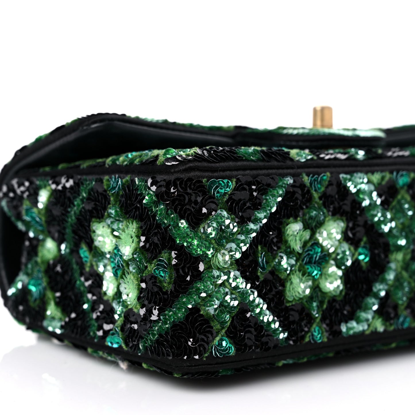 Sequin Mosaic Mini Rectangular Flap Green Black