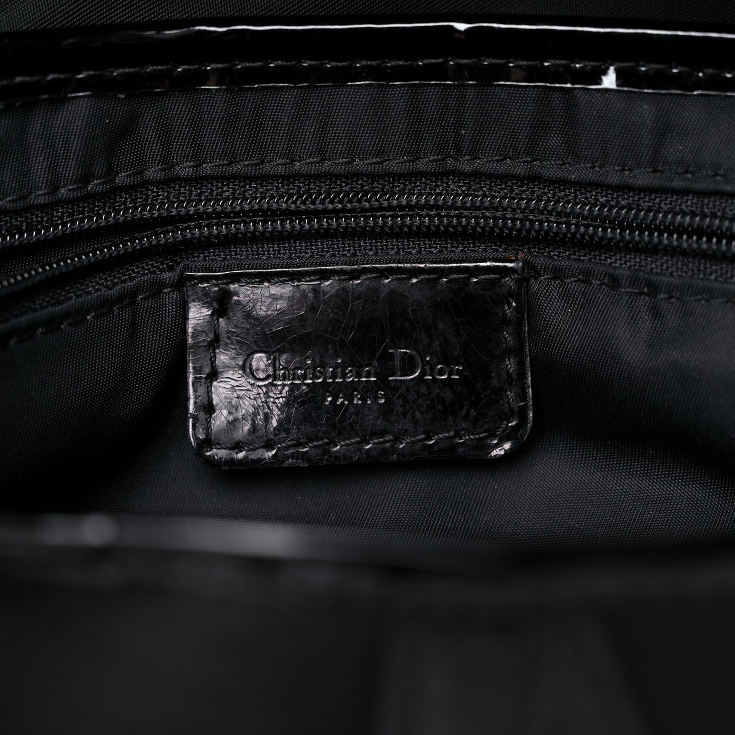 Canvas Patent Calfskin Saddle Bag Black