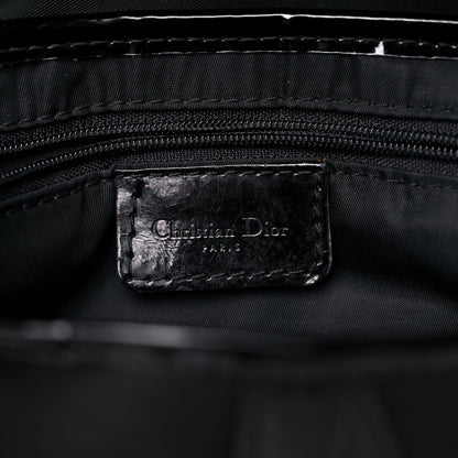 Christian Dior Canvas Patent Calfskin Saddle Bag Black 6 of 17