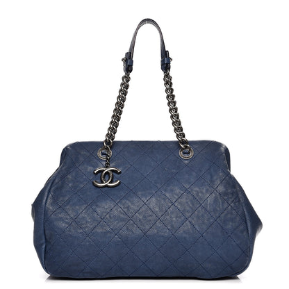Chanel Caviar Quilted Framed Bowling Bag Blue 1 of 13