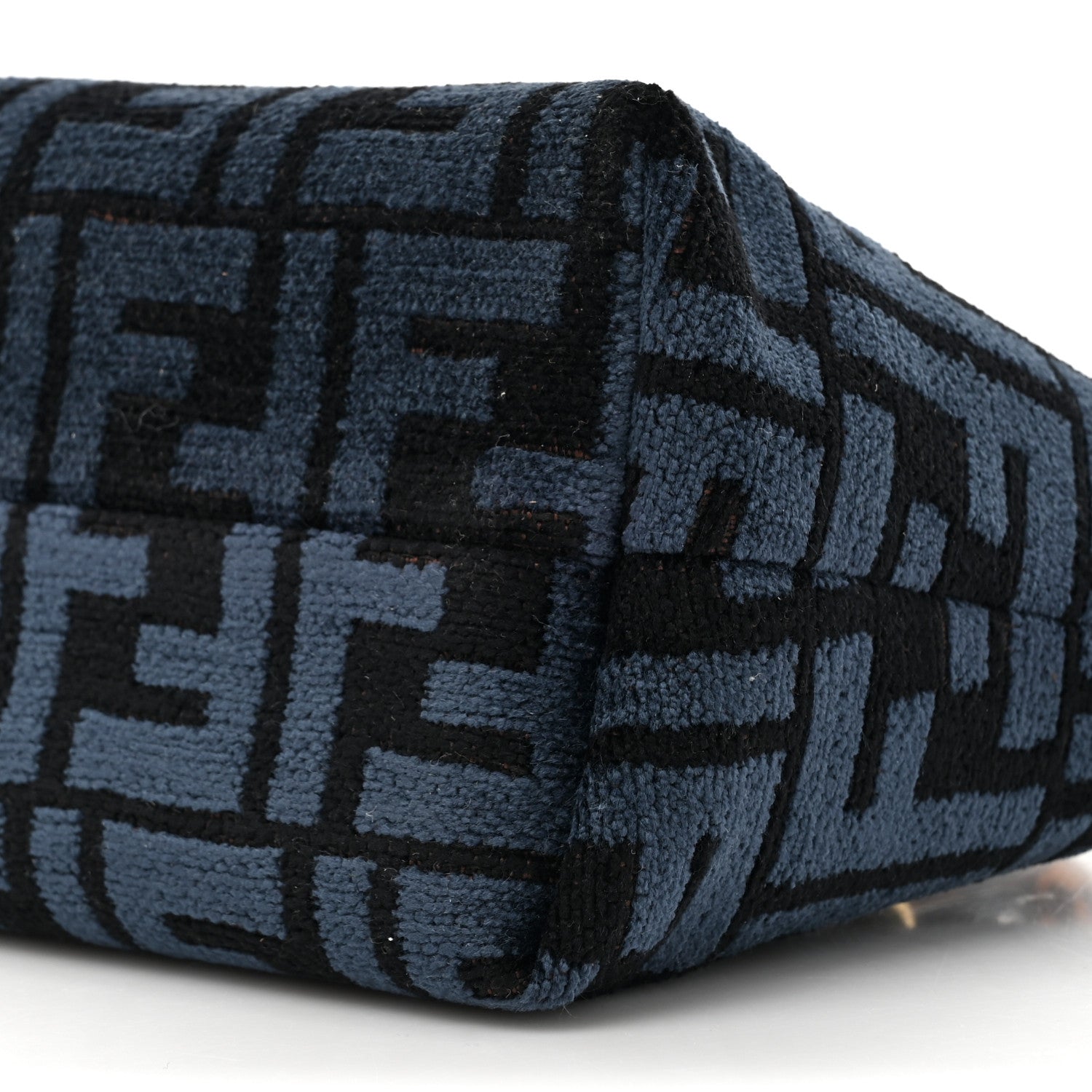 Fendi Chenille Vitello King Plexiglass FF Mini By The Way Top Handle Boston Bag Blue Black 9 of 10
