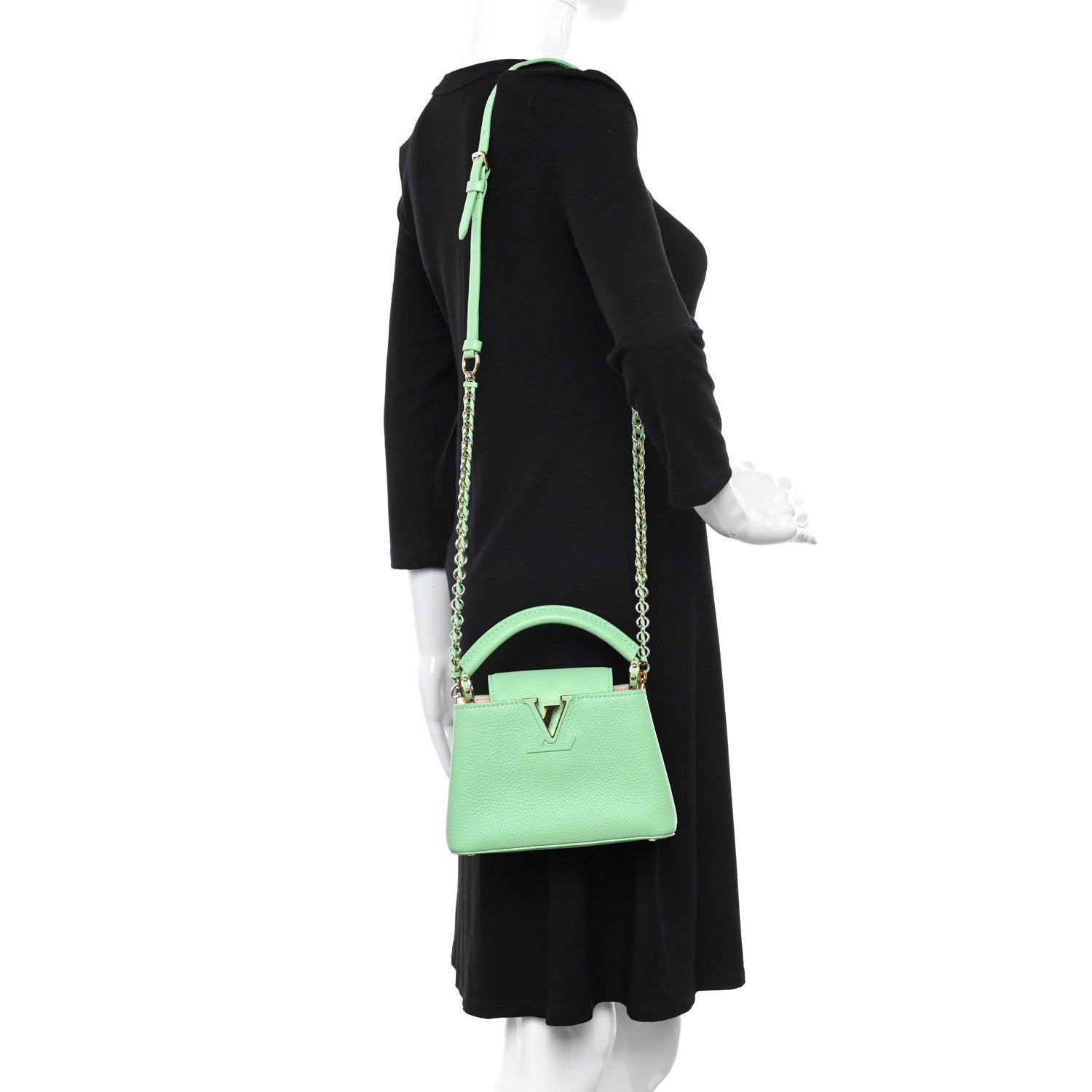 Louis Vuitton Taurillon Mini Capucines Vert Pomme 2 of 9