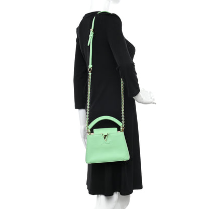 Louis Vuitton Taurillon Mini Capucines Vert Pomme 2 of 9