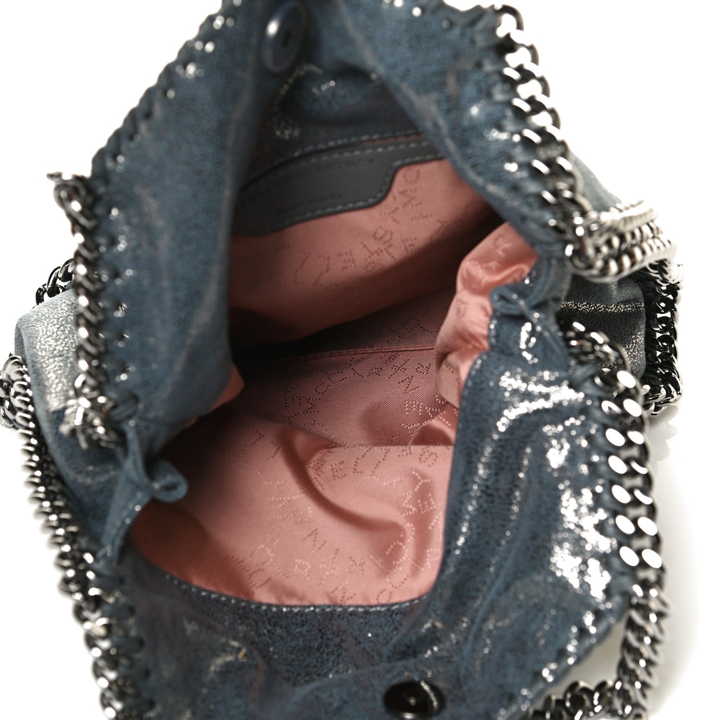 Metallic Shaggy Deer Mini Falabella Fold Over Tote Blue Lagoon