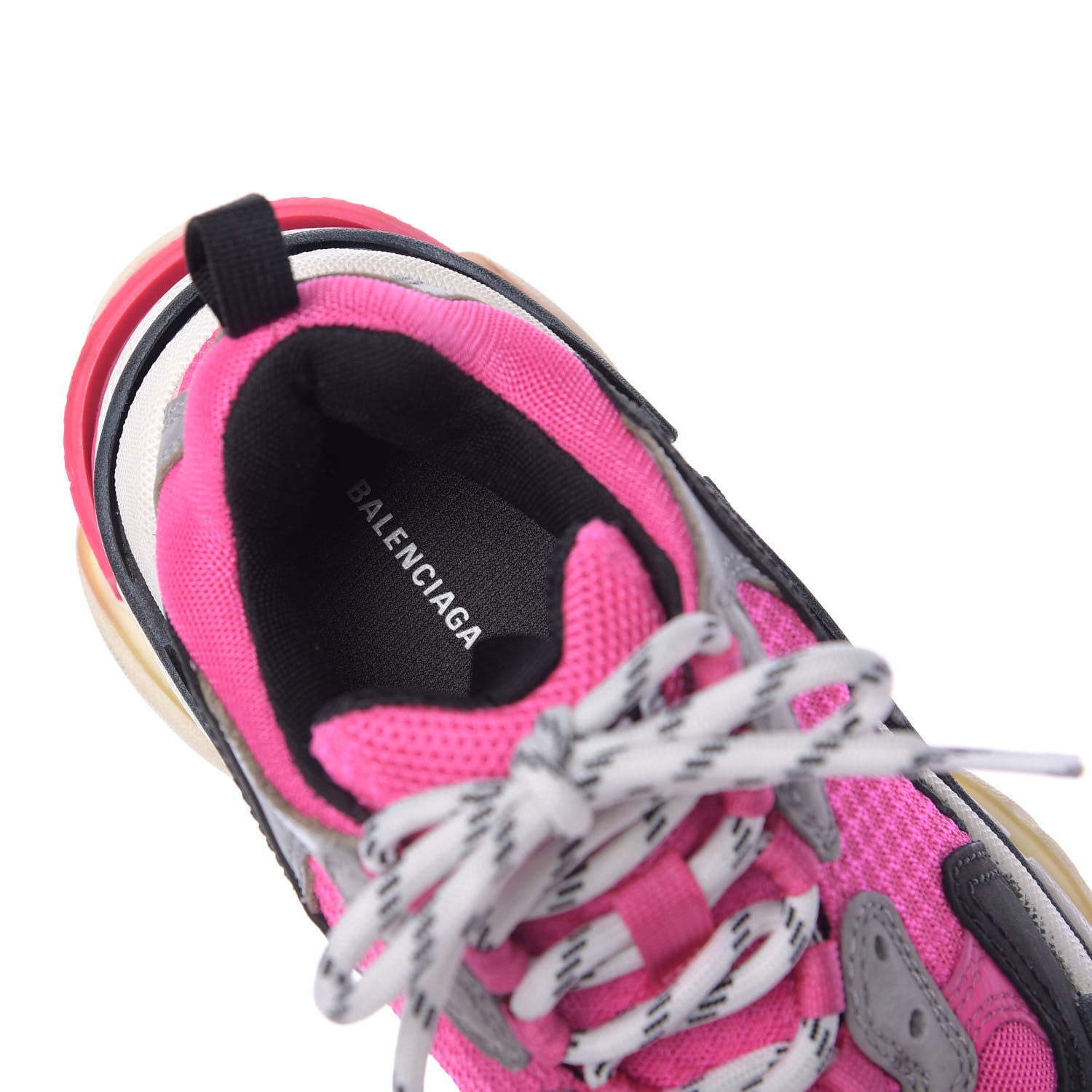 Balenciaga Fabric Mesh Womens Triple S Sneakers 36 Fluo Pink Grey White 8 of 9