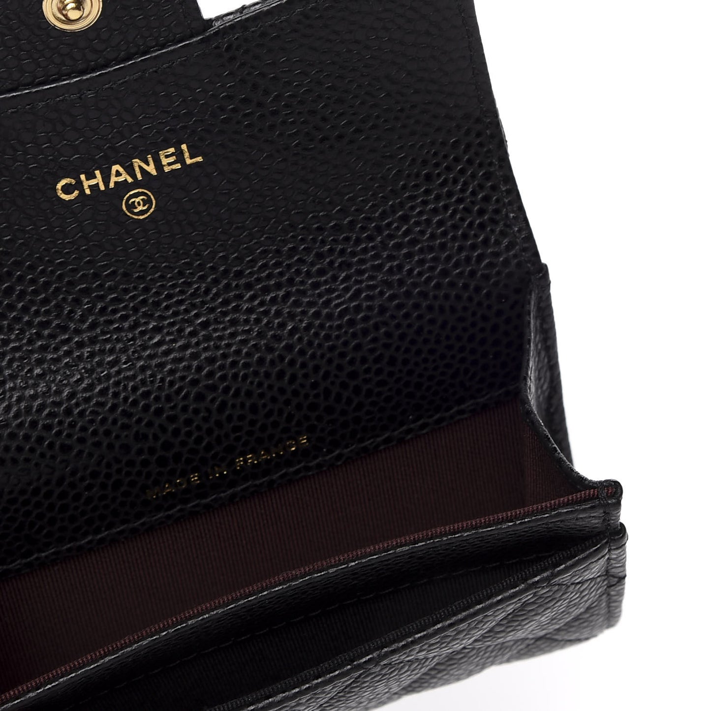 Caviar Quilted Flap Card Holder Wallet Black