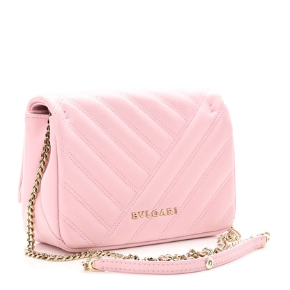 Bulgari Calfskin Matelasse Serpenti Cabochon Shoulder Bag Pink 2 of 9