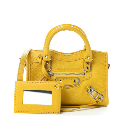 Balenciaga Chevre Silver Metallic Edge Hardware Nano City Jaune Epi 1 of 11