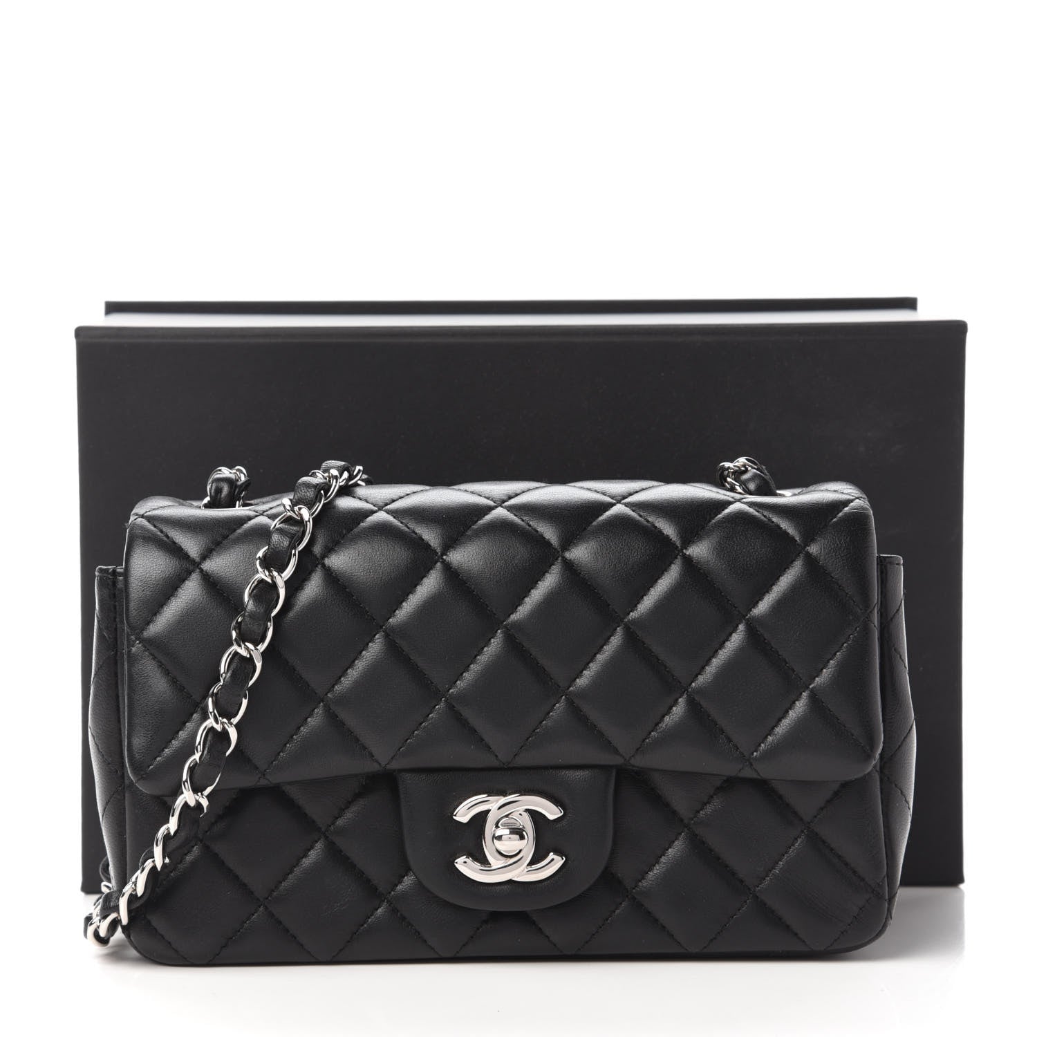 Chanel Lambskin Quilted Mini Rectangular Flap Black 11 of 11