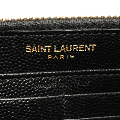 Saint Laurent Grain De Poudre Matelasse Chevron Monogram Double Zip Wallet Black 8 of 13