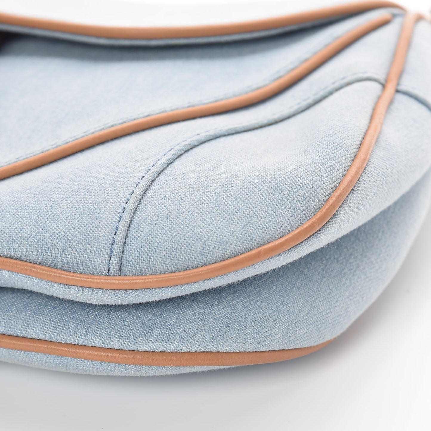 Denim Calfskin Double Saddle Bag Light Blue