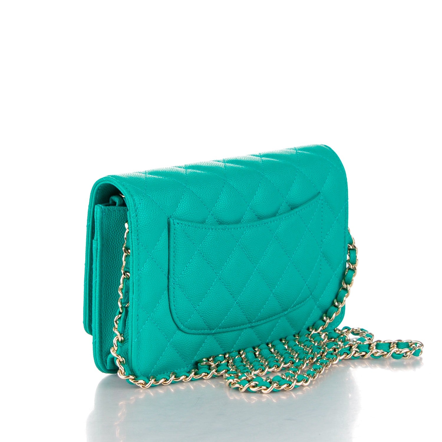 Chanel Caviar Quilted Wallet On Chain WOC Turquoise 3 of 8