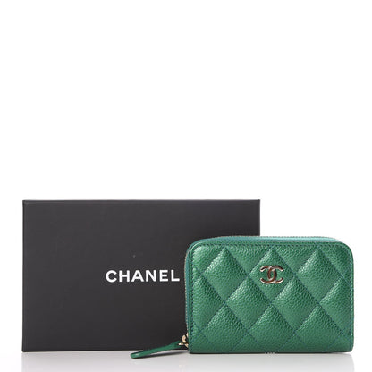 Chanel Metallic Caviar Quilted Zip Coin Purse Green 8 of 8