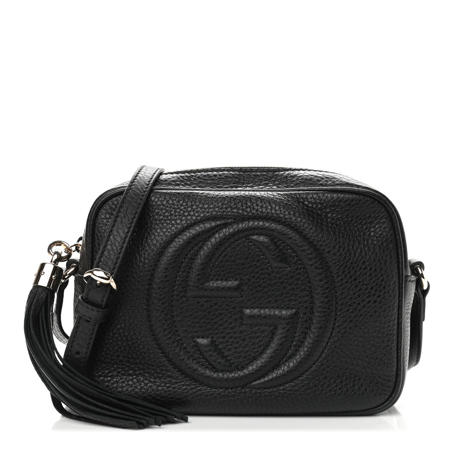 Pebbled Calfskin Small Soho Disco Bag Black