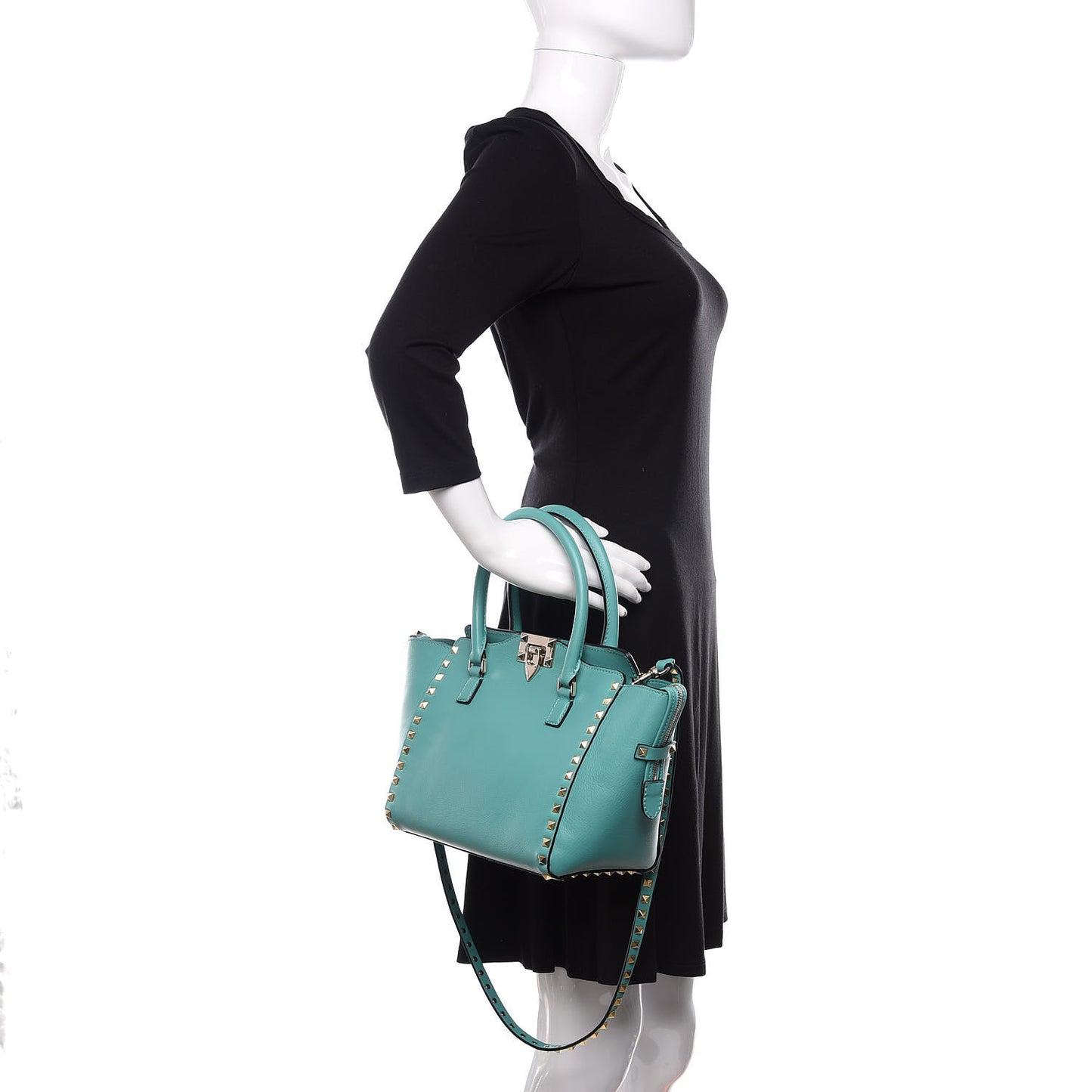 Calfskin Small Rockstud Double Handle Tote Colibri