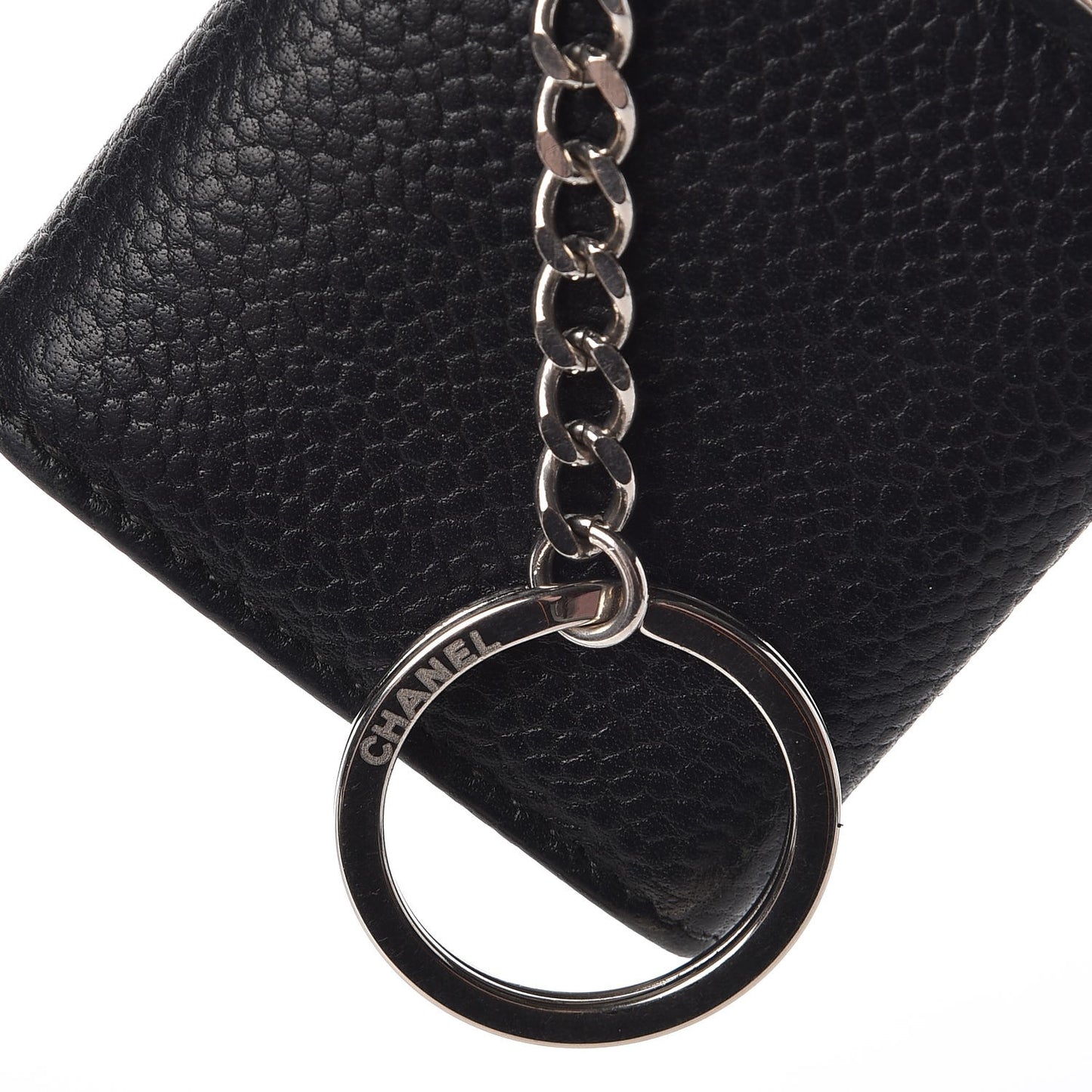 Caviar Photo Holder Key Chain Bag Charm Black