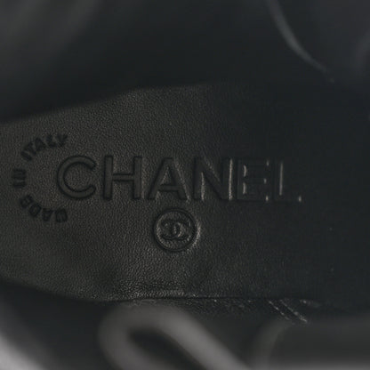 Chanel Calfskin Quilted Lace Up Combat Boots 36.5 Black 7 of 13