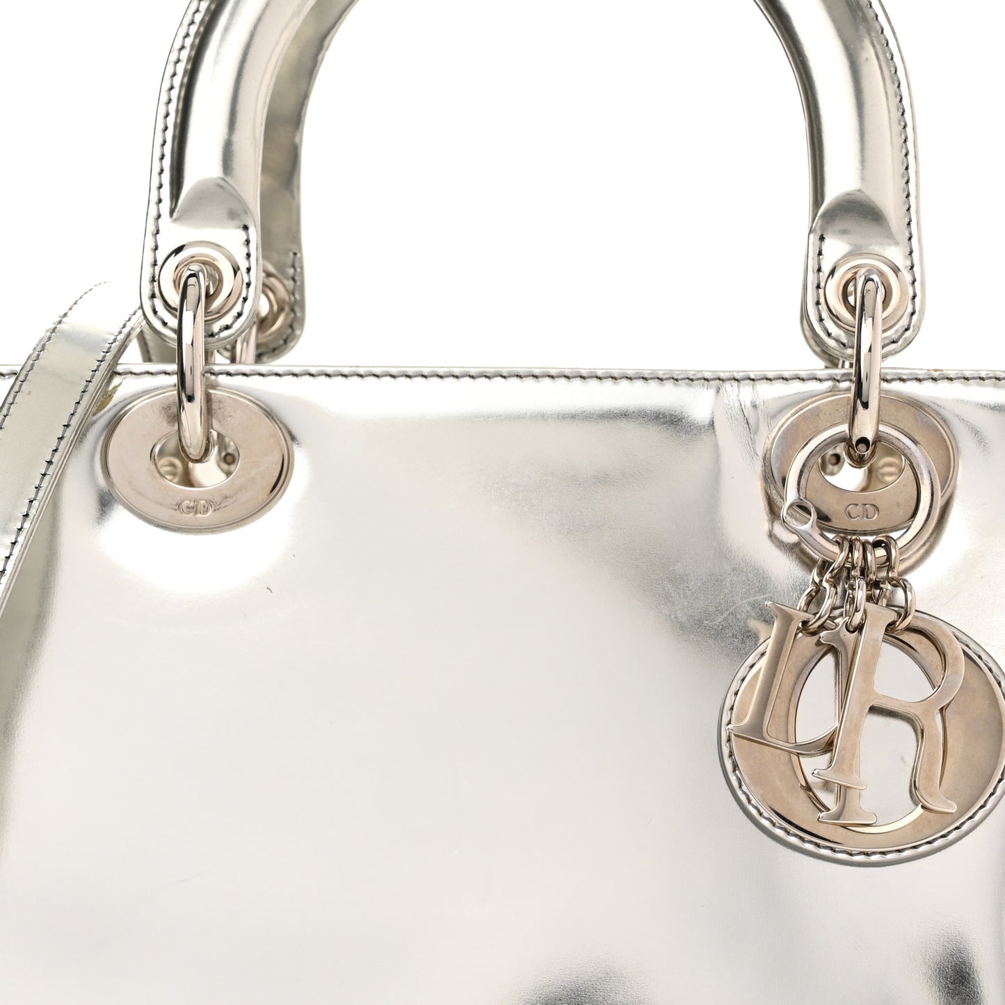 Metallic Patent Calfskin Medium Lady Dior Silver