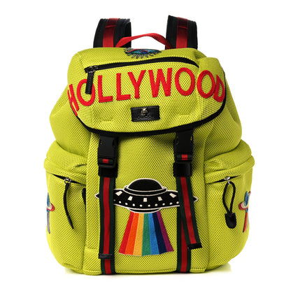 Gucci Mesh Web Hollywood Embroidered Double Buckle Backpack Anis Multicolor Black 1 of 13