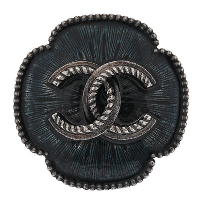 Chanel Ruthenium Enamel CC Brooch Silver Blue 1 of 5