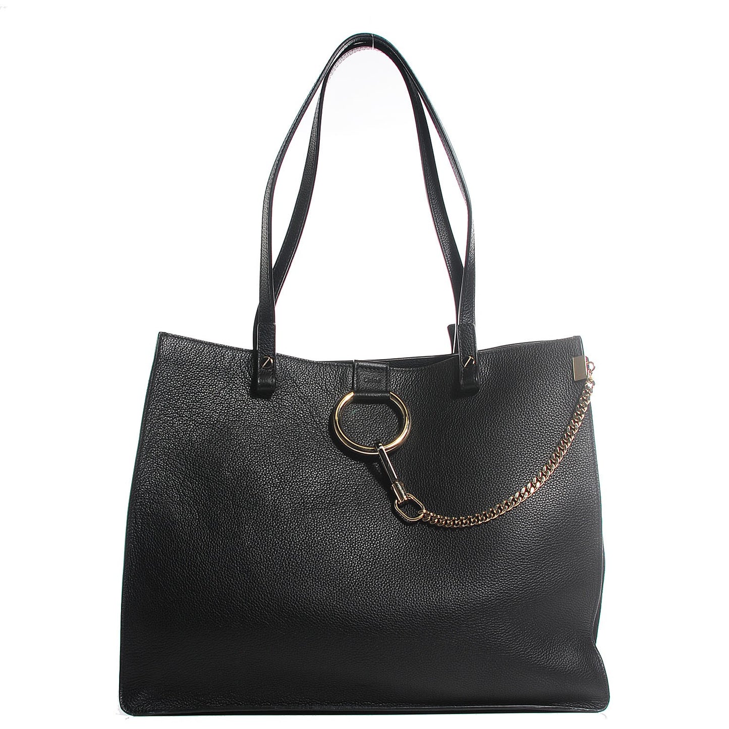 Grained Calfskin Suede Medium Faye Tote Black