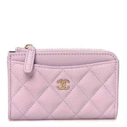 Chanel Caviar Quilted CC Zip Around Card Holder Pink 1 of 9