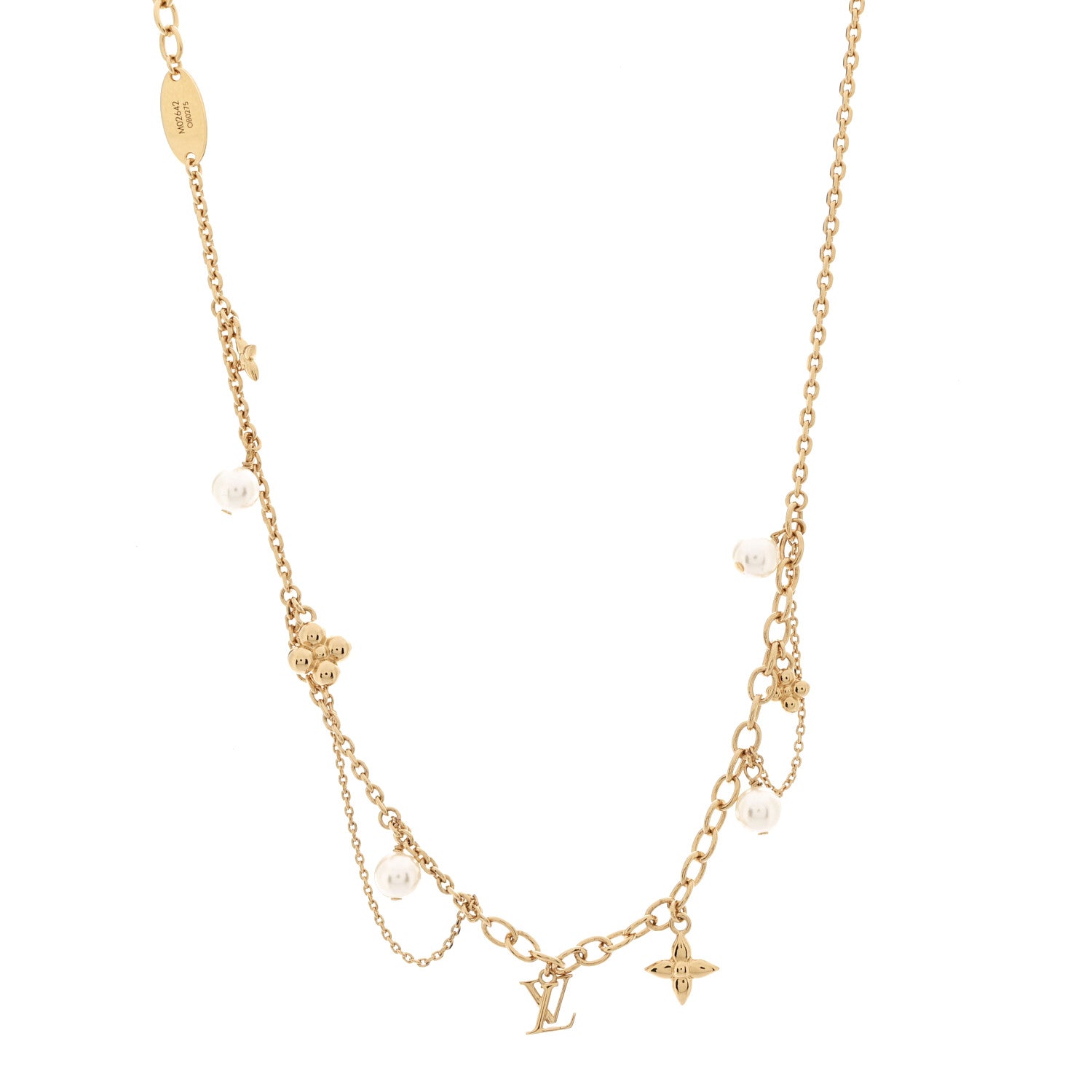 Louis Vuitton Metal Blooming Pearls Necklace Gold 1 of 7